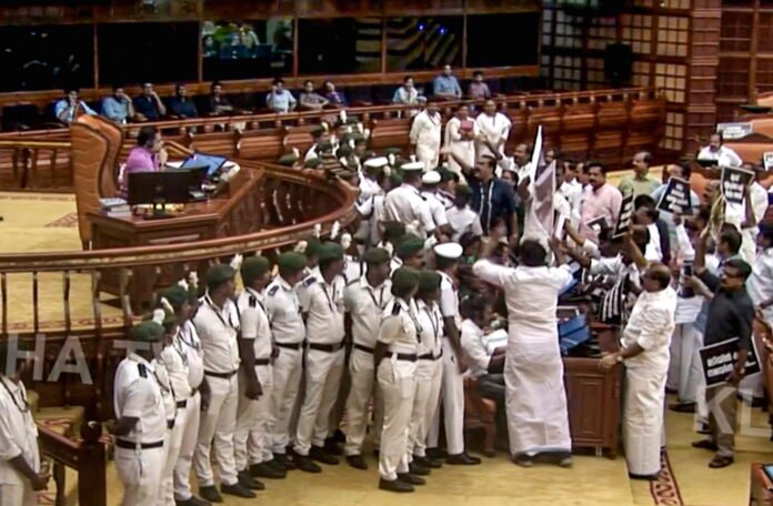 Opposition protest in Kerala Legislative Assembly